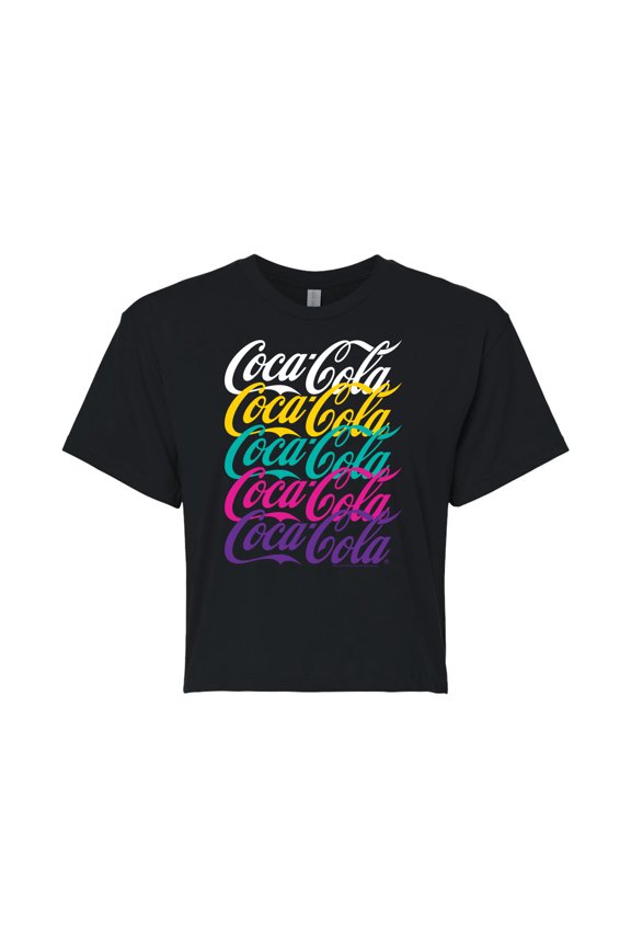 - 90's Retro Logo Stacked - Juniors Cropped Cotton Blend T-Shirt