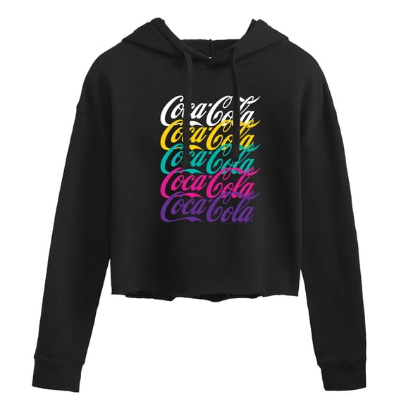 Coca-Cola - 90's Retro Logo Stacked - Juniors Cropped Pullover Hoodie