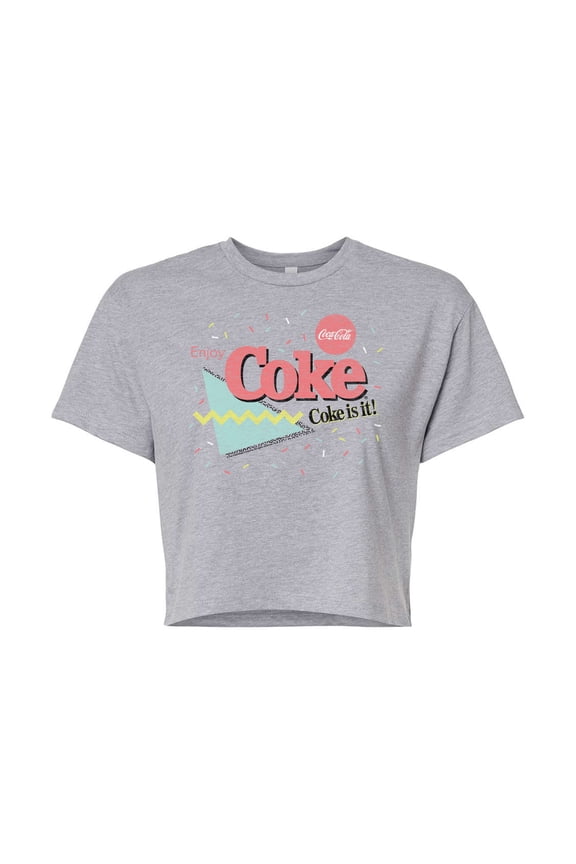 - 90's Retro Style - Coke Is It - Juniors Cropped Cotton Blend T-Shirt