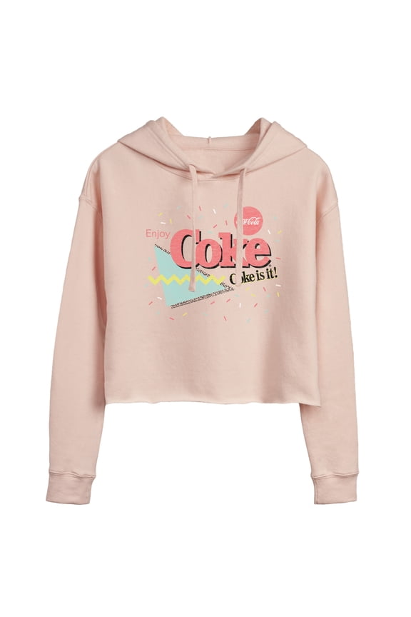 - 90's Retro Style - Coke Is It - Juniors Cropped Pullover Hoodie