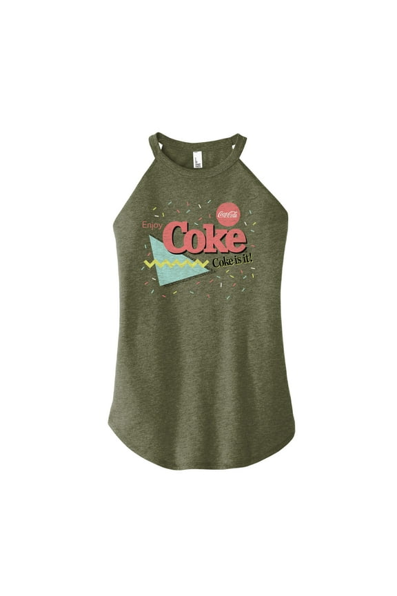- 90's Retro Style - Coke Is It - Juniors High Neck Tank Top