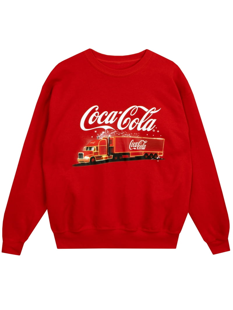 Coca-Cola Adults Christmas Sweater, Red Cotton Blend, Sizes S-XXL