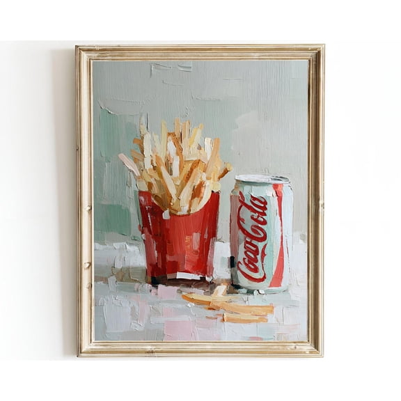 Coca Cola And Fries Art Print Retro Kitchen Bar Cart Decor