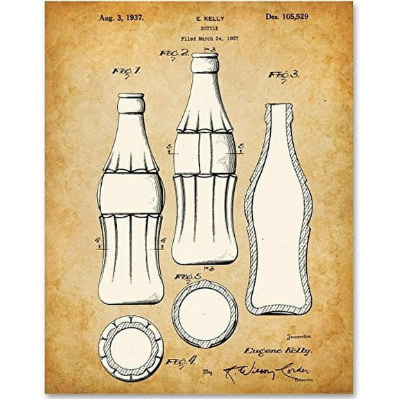 Coca Cola Bottle Art Print - 11x14 Unframed Patent Print - Great Gift for Coke Lovers