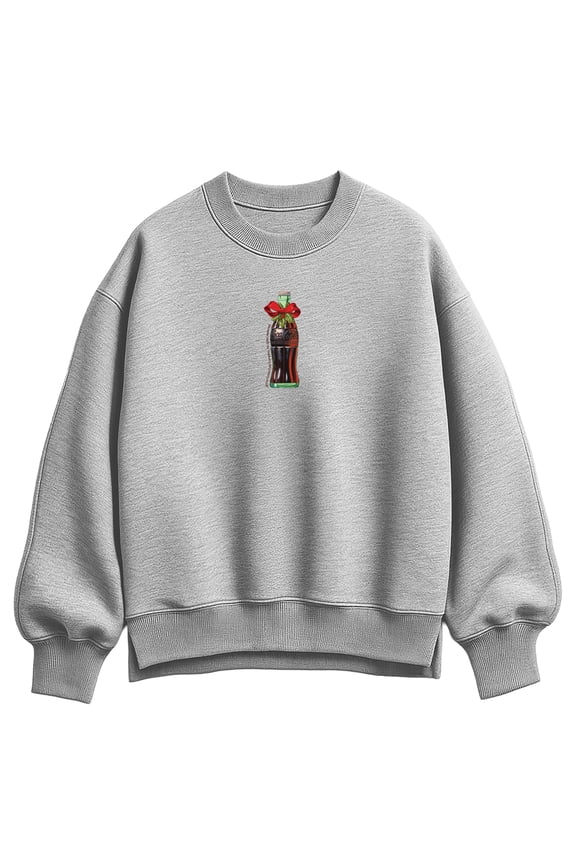 - Bottle Bow With Mistletoe - Women's Oversized Fleece Crew Sweatshirt