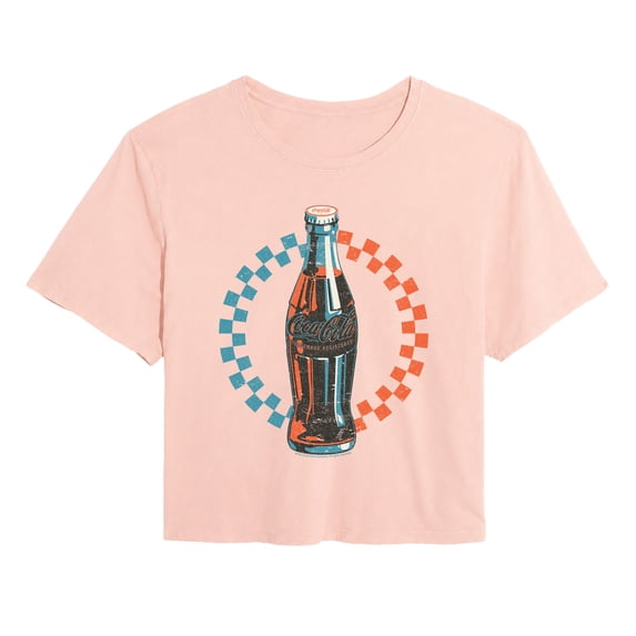 Coca-Cola - Bottle Checks - Juniors Cropped Graphic T-Shirt