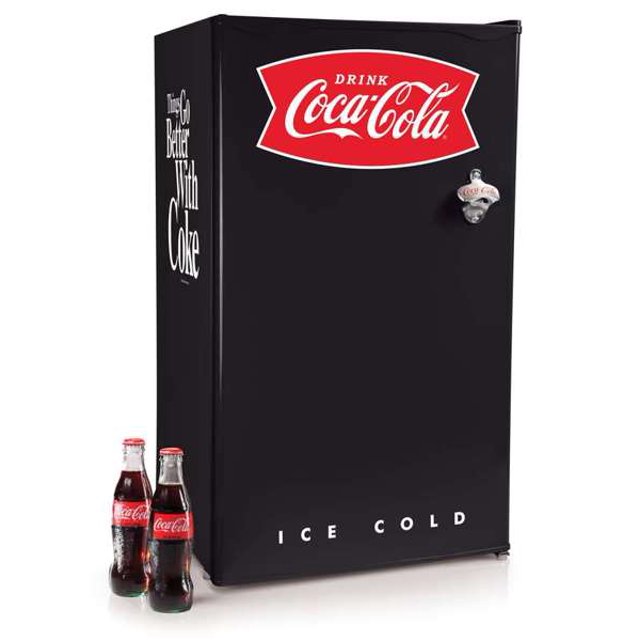 Cola Rack Fridge Coca-Cola Classic Mini Fridge for Dorm Room, Small Drinks & Snacks, 3.2 ...