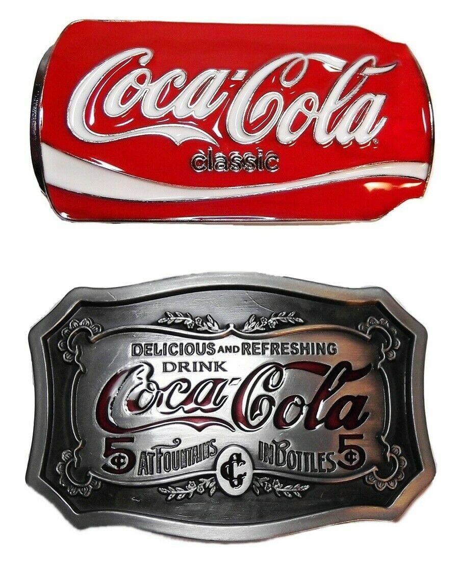 Set of 2 Coca Cola Can and Vintage Logo Belt Buckles Kuwait Ubuy