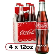 Coca-Cola de Mexico Soda Pop Glass Bottles, 355 mL, 4 Pack