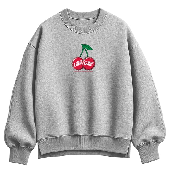 Coca-Cola - Cherry Coke Cap Cherries Oversized Fleece Crew Sweatshirt