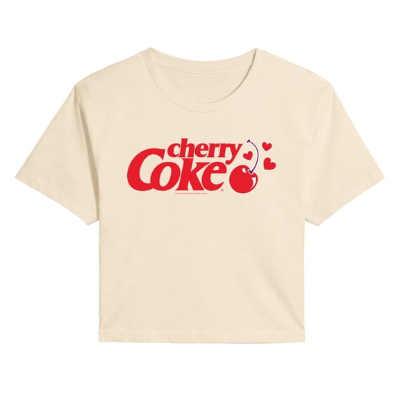 Coca-Cola - Cherry Heart Cherry - Juniors Cropped Graphic T-Shirt