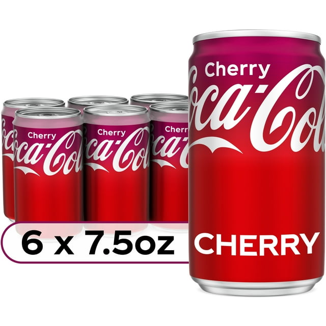 Coca-Cola Cherry Mini Soda Pop Soft Drink, 7.5 fl oz, 6 Pack Cans ...