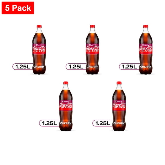 Coca-Cola Cherry Soda Bottle 1.25 liter - 5 Pack
