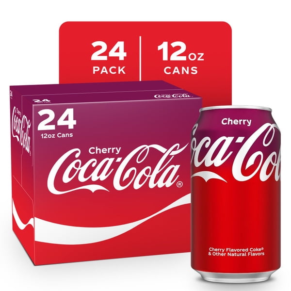 Coca-Cola Cherry Soda Soft Drink, 12 fl oz Cans, 24 Pack - Walmart.com