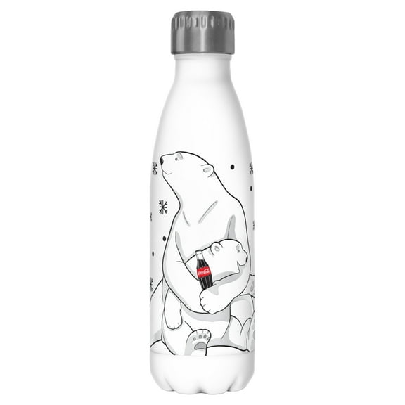 Coca Cola Christmas Polar Bears Hug  Stainless Steel Water Bottle White 17 oz.