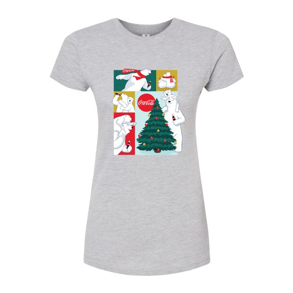 Coca-Cola - Christmas Tree Polar Bears - Juniors Fitted Graphic T-Shirt