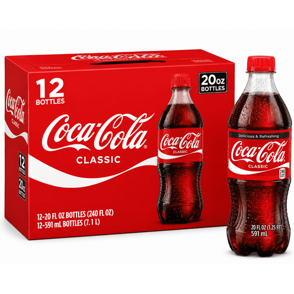 Coca-Cola Classic Soda, 12 Bottles, 20 fl oz Each