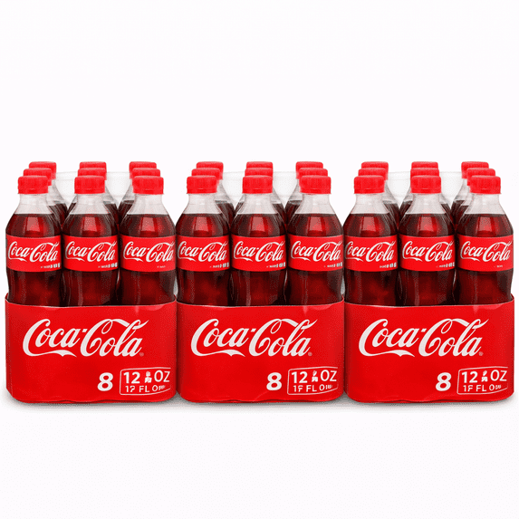 Coca-Cola Classic Soda, 12 fl oz Bottles, 24 Pack (3 × 8 Pack Sets) Original Taste Cola Soft Drink