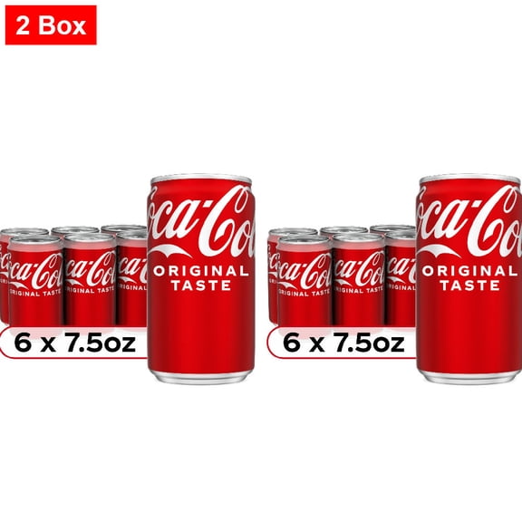 Coca-Cola Classic Soda Cans 6 CT / 7.5 fl oz - 2 Box