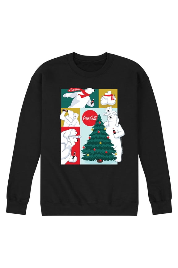- Coca Cola Bear Grid - Men's Long Sleeve Crew Fleece Sweatshirt