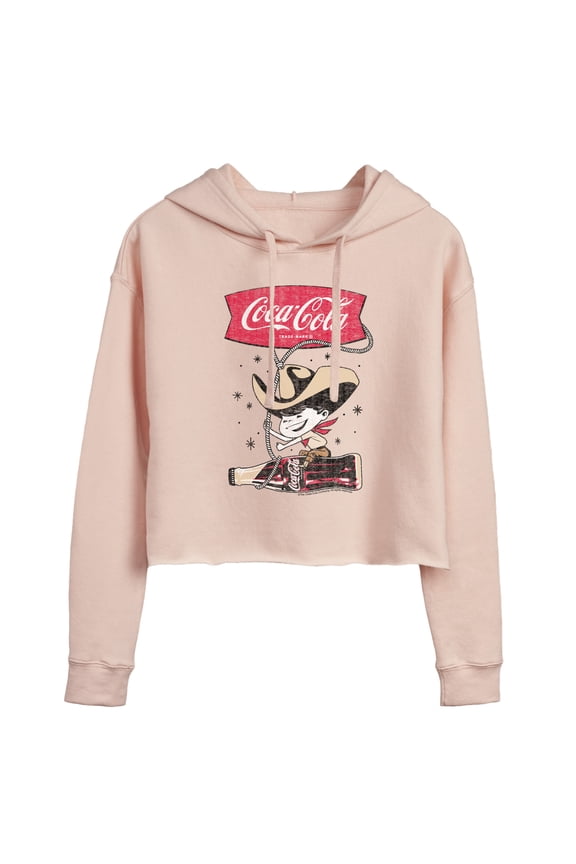 - Coca Cola Cowboy - Juniors Cropped Fleece Hoodie Sweatshirt