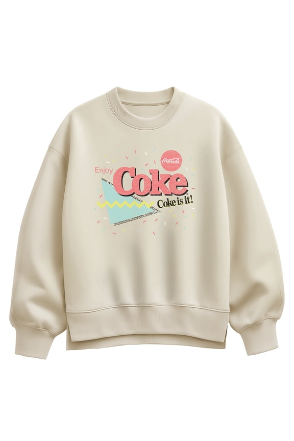 - Coke 90S Oversized Fleece Crew Sweatshirt