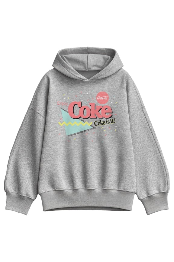 - Coke 90S Oversized Fleece Hoodie Sweatshirt
