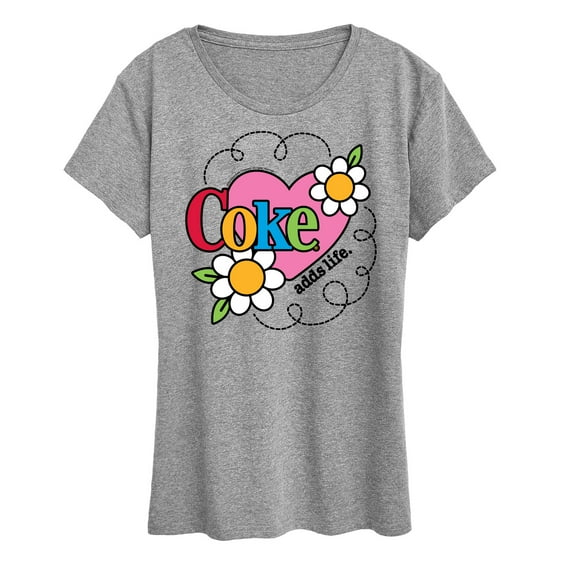 Coca-Cola - Coke Adds Life Heart Flower - Ladies Short Sleeve Graphic T-Shirt
