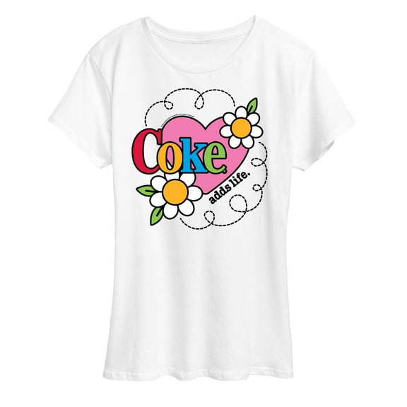 Coca-Cola - Coke Adds Life Heart Flower - Ladies Short Sleeve Graphic T-Shirt