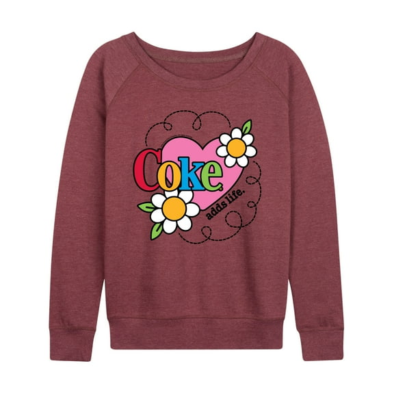 Coca-Cola - Coke Adds Life Heart Flower - Women's French Terry Long Sleeve Shirt