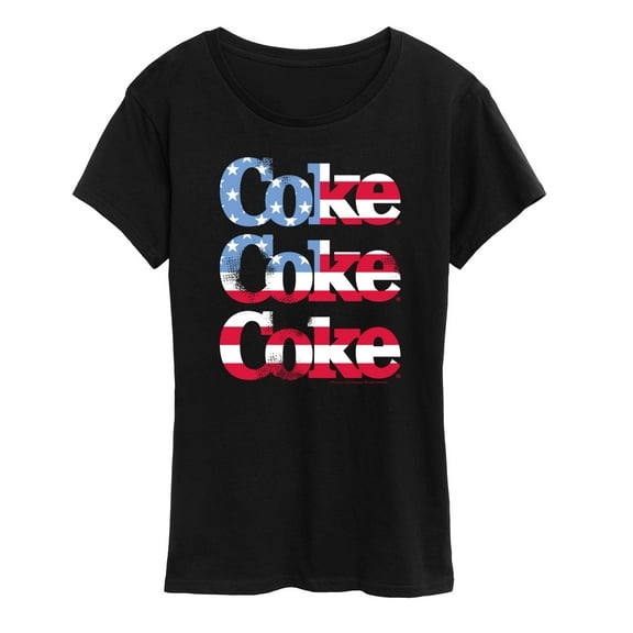 Coca-Cola - Coke Repeated Distressed American Flag Fill - Womens Short Sleeve Graphic T-Shirt