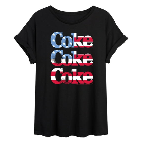 Coca-Cola - Coke Repeated Distressed Flag Fill - Juniors Ideal Flowy Muscle T-Shirt