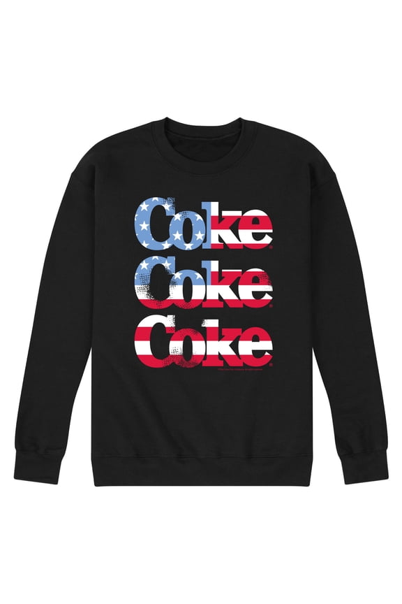- Coke Repeated Distressed Flag Fill - Men's Crew Neck Fleece Pullover