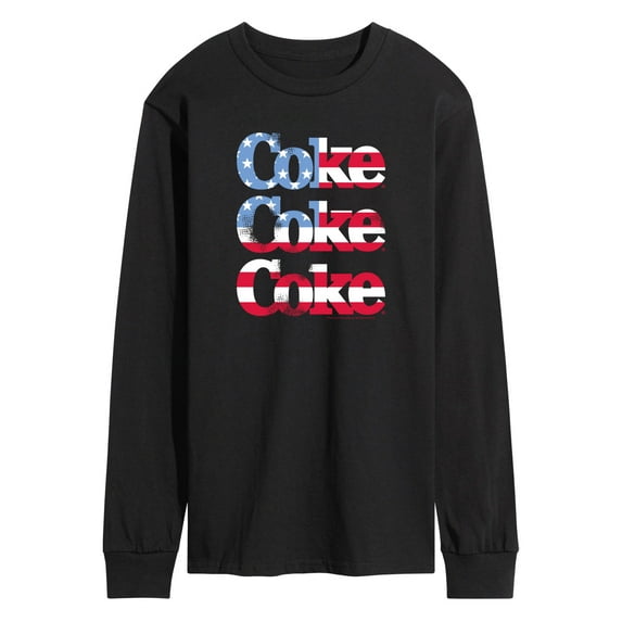 Coca-Cola - Coke Repeated Distressed Flag Fill - Men's Long Sleeve T-Shirt