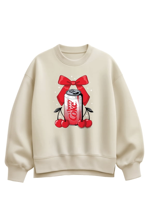 - Coquette Cherry Coke Oversized Fleece Crew Sweatshirt