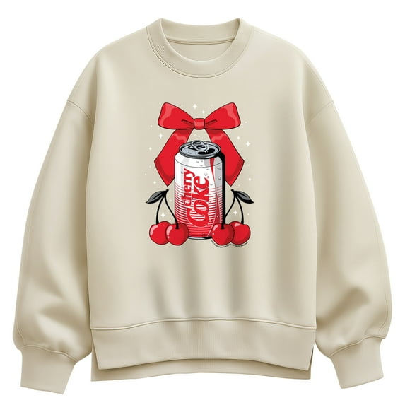 Coca-Cola - Coquette Cherry Coke - Ladies Oversized Fleece Crew Sweatshirt