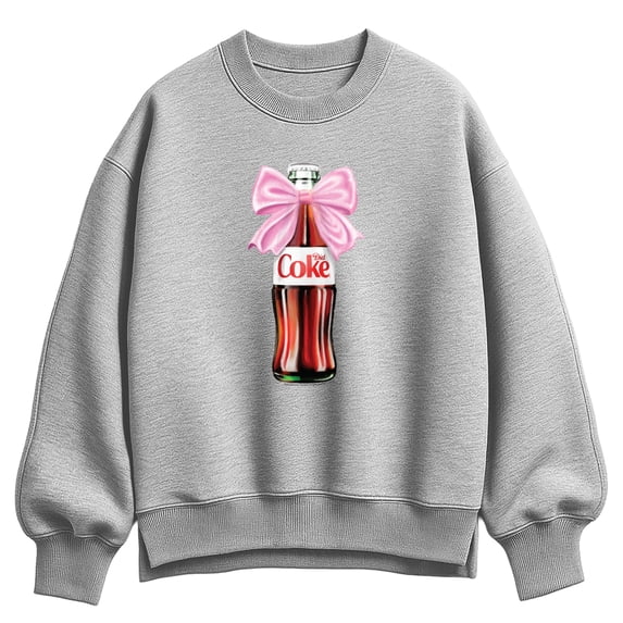 Coca-Cola - Diet Coke Bottle Bow - Ladies Oversized Fleece Crew Sweatshirt