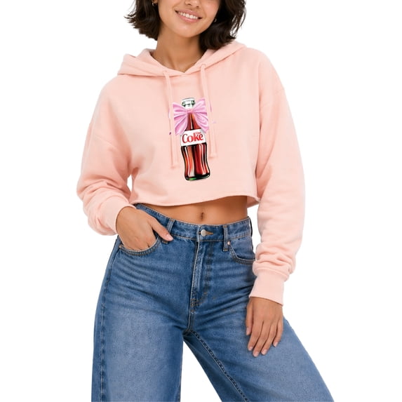 Coca-Cola - Diet Coke Bottle Bow Women's Cropped Graphic Hoodie