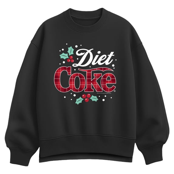 Coca-Cola - Diet Coke Christmas Plaid Women's Oversized Fleece Crew Sweatshirt