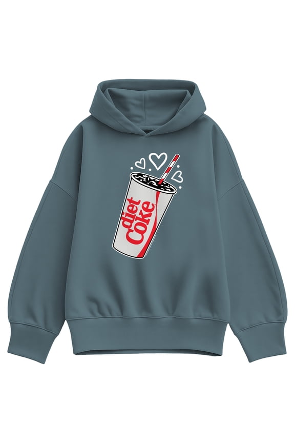 - Diet Coke Heart Bubbles Oversized Fleece Hoodie Sweatshirt