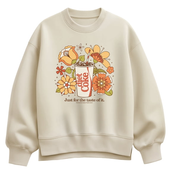 Coca-Cola - Diet Coke Retro Flowers - Ladies Oversized Fleece Crew Sweatshirt