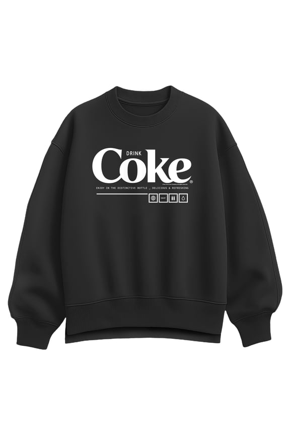- Drink Coke Enjoy - Ladies Oversized Fleece Crew Sweatshirt