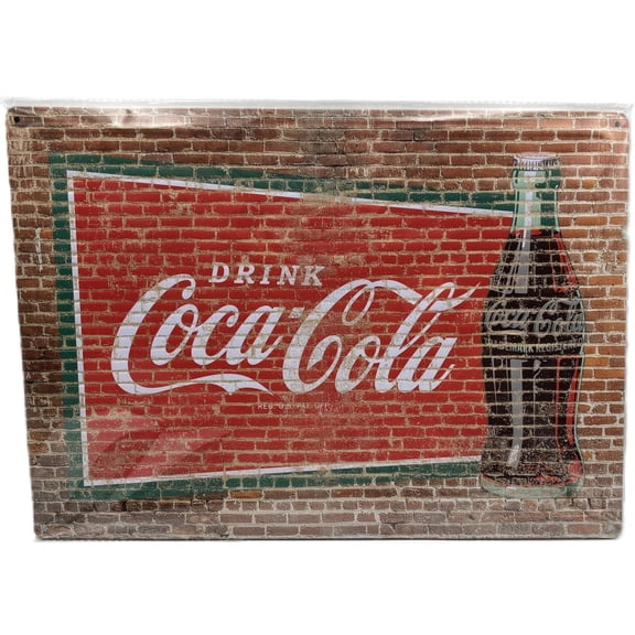 Coca-Cola Embossed Metal Sign Brick Drink Coca Cola Vintage Wall Decor