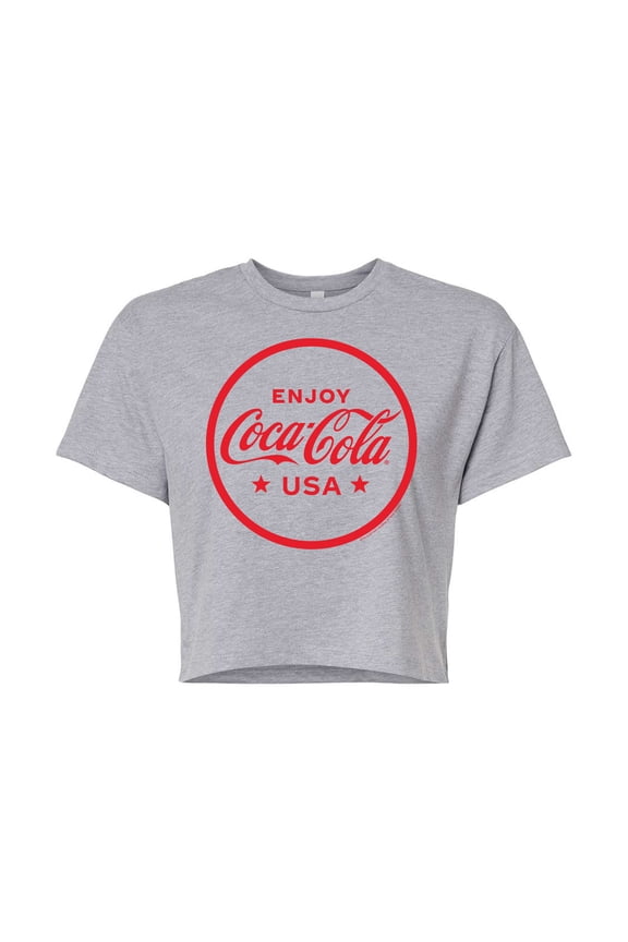 - Enjoy Coca Cola USA - Juniors Cropped Pullover Hoodie