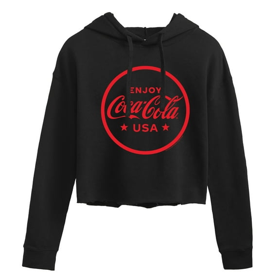 Coca-Cola - Enjoy Coca Cola USA - Juniors Cropped Pullover Hoodie
