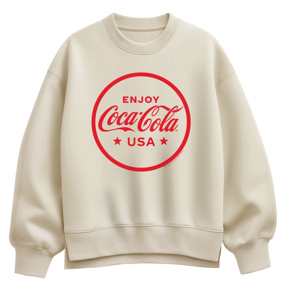 Coca-Cola - Enjoy Coca Cola USA - Ladies Oversized Fleece Crew Sweatshirt