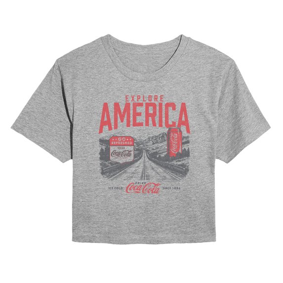 Coca-Cola - Explore America Coke - Juniors Cropped Short Sleeve Graphic T-Shirt
