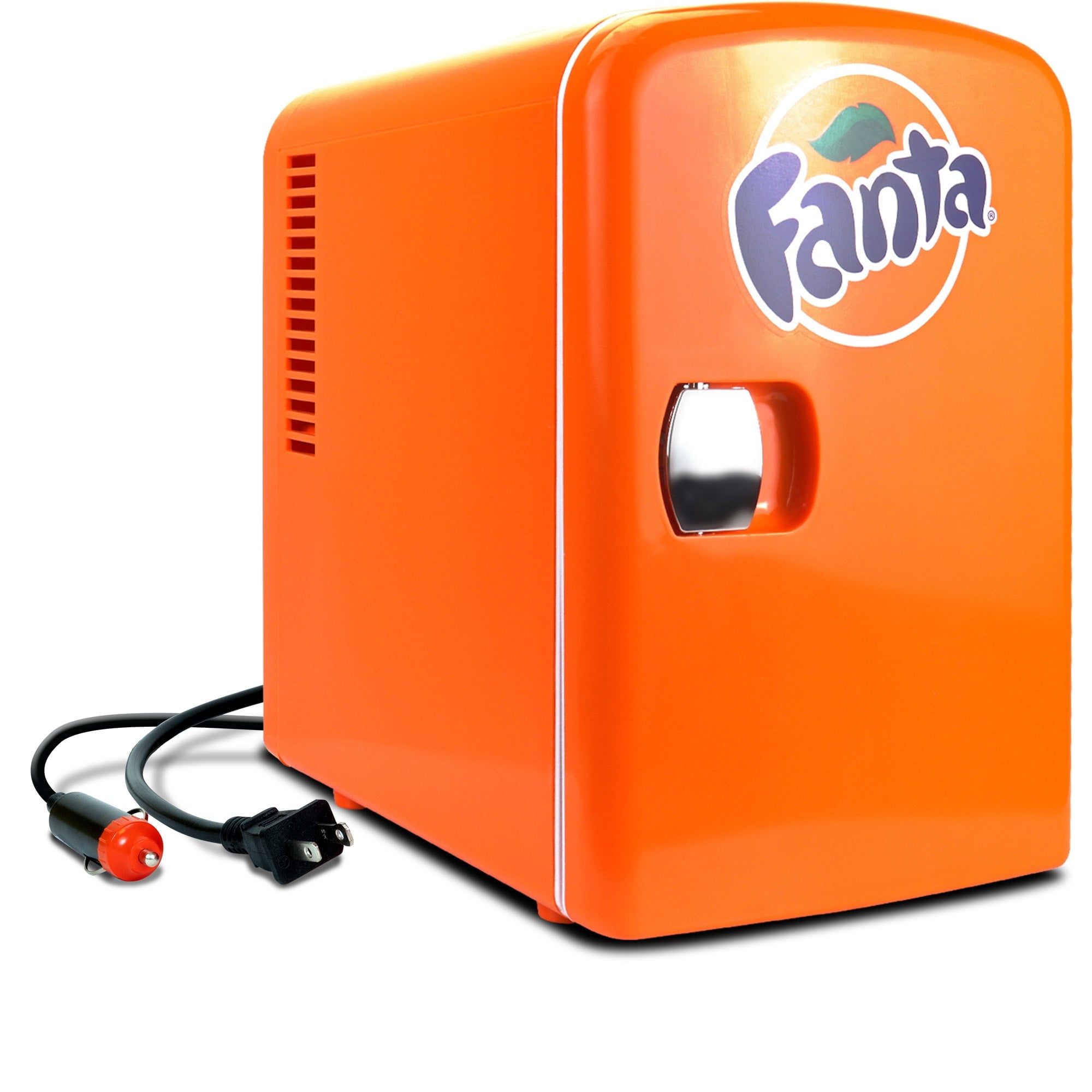 Coca-Cola Fanta 4L Mini Cooler Warmer 12V DC and 110V AC Cords, 6 Can Portable Mini Fridge, Personal Travel Refrigerator for Travel ,Orange