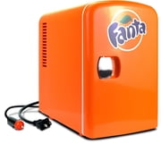 Coca-Cola Fanta 4L Mini Cooler Warmer 12V DC and 110V AC Cords, 6 Can Portable Mini Fridge, Personal Travel Refrigerator for Travel ,Orange