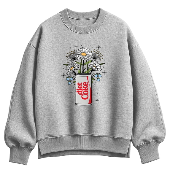 Coca-Cola - Flowers With Coke Can - Ladies Oversized Fleece Crew Sweatshirt